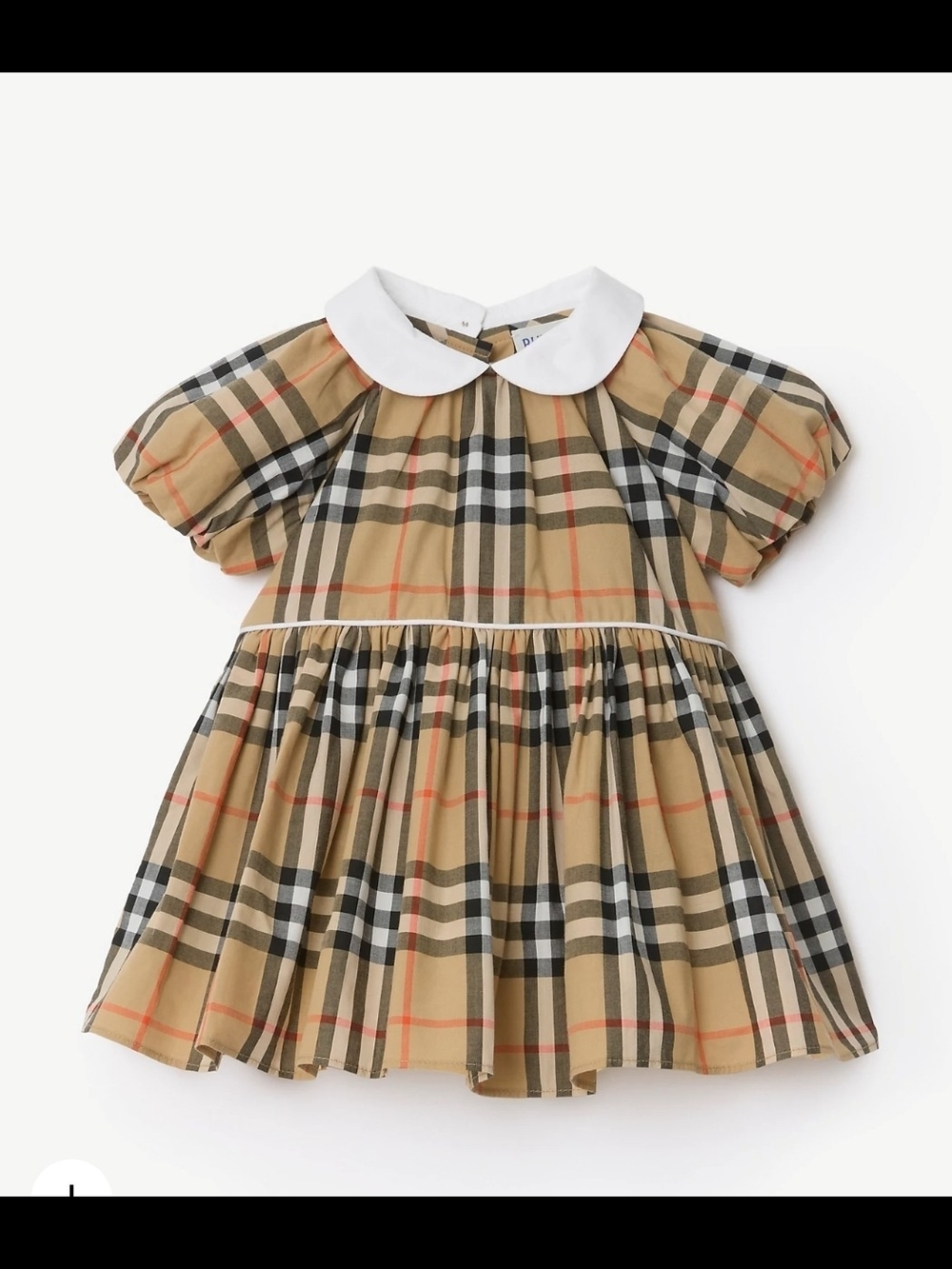 Burberry Tan Plaid Dress with White Peter Pan Collar